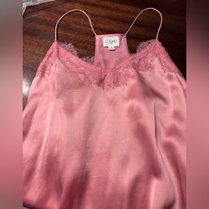 Cami NYC Silk Pink Lace Trim Cami Top